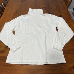 Vintage 90s Streetwear Mens Large Faded Blank Long Sleeve Turtleneck Shirt Cream